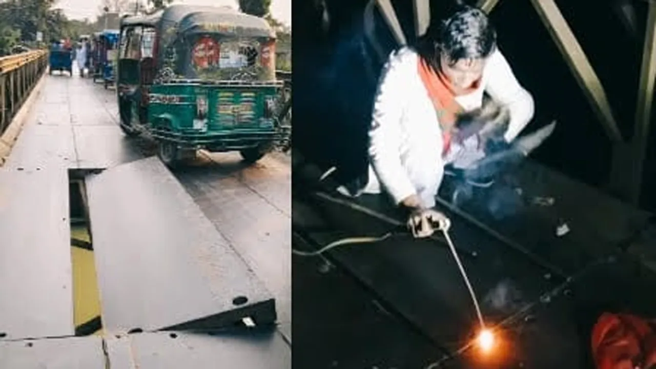 মুরাদনগরে ব্রিজের পাটাতন ভেঙে ভোগান্তি, রাতেই মেরামত