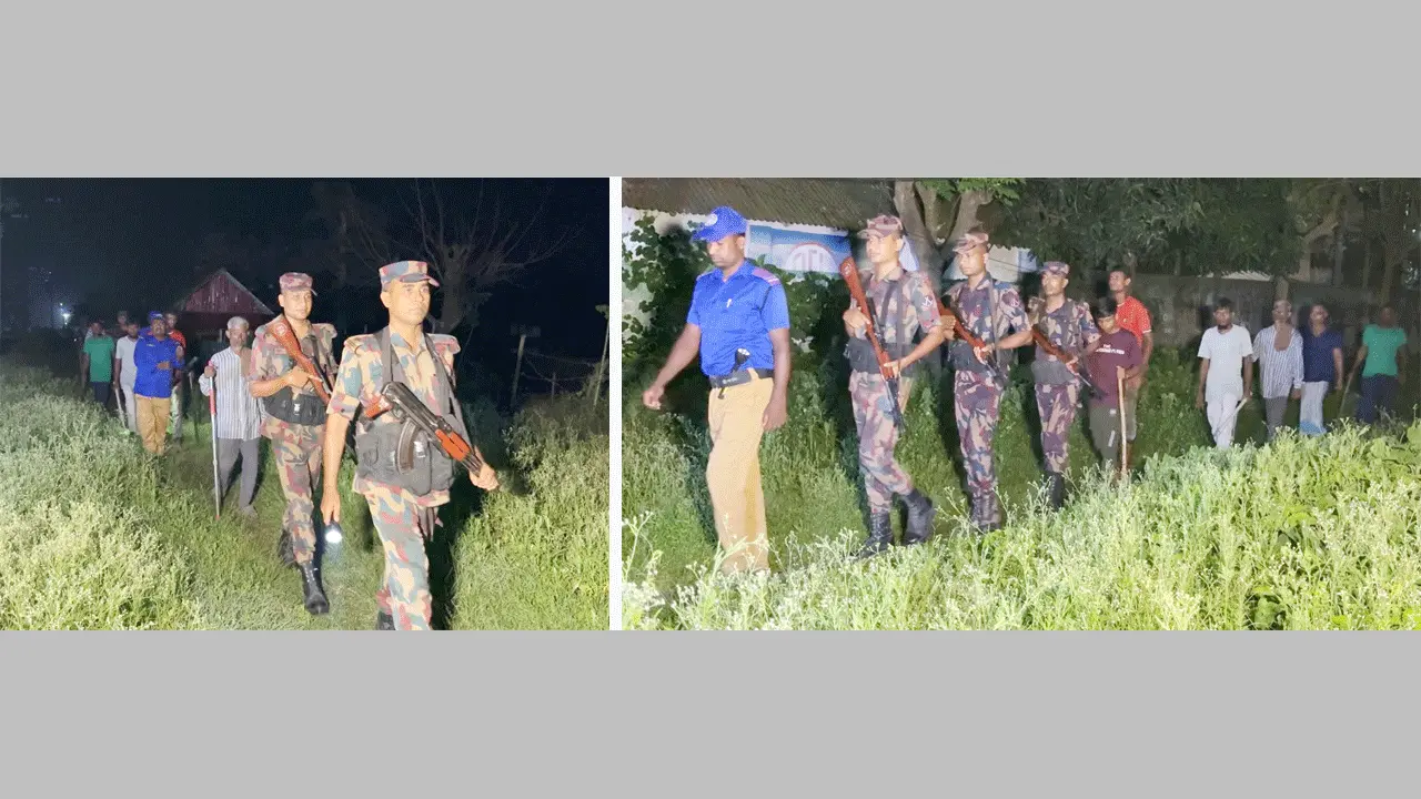 পুশইন ঠেকাতে বিজিবির সাথে লাঠি হাতে শক্ত অবস্থানে গ্রামবাসী