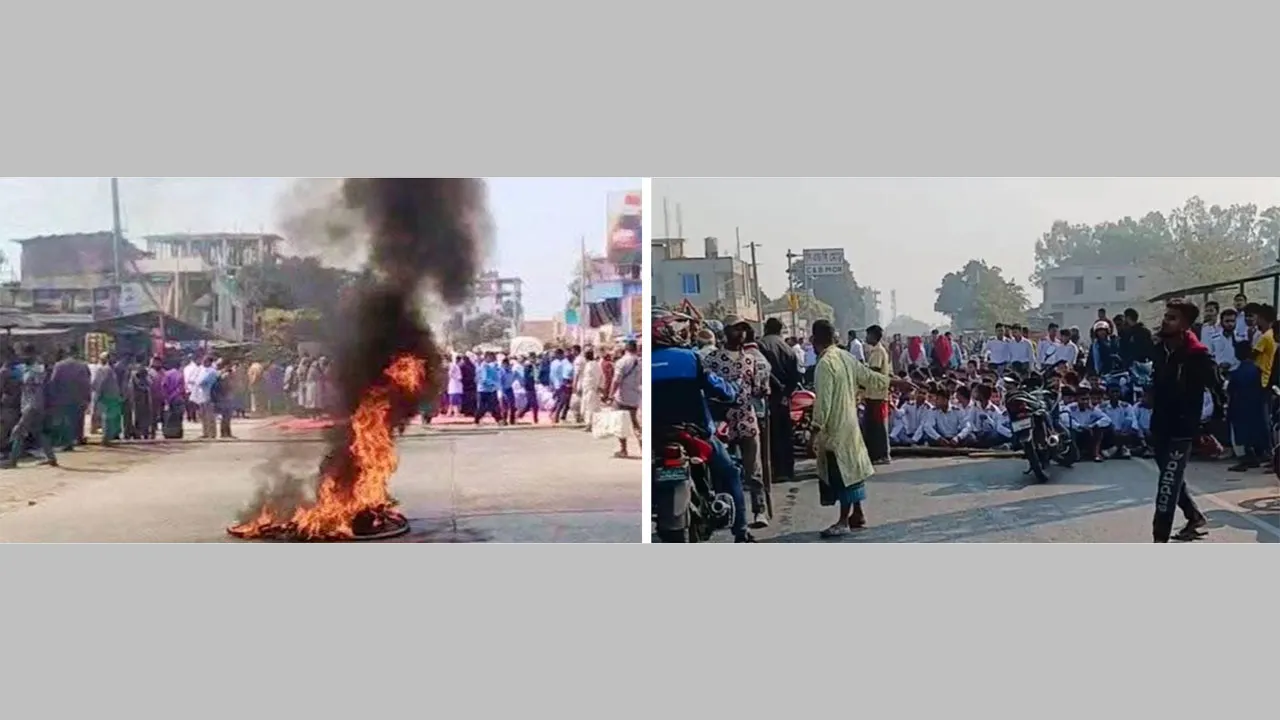 দিনাজপুরে বাসের ধাক্কায় শিশু নিহত, সড়ক অবরোধ