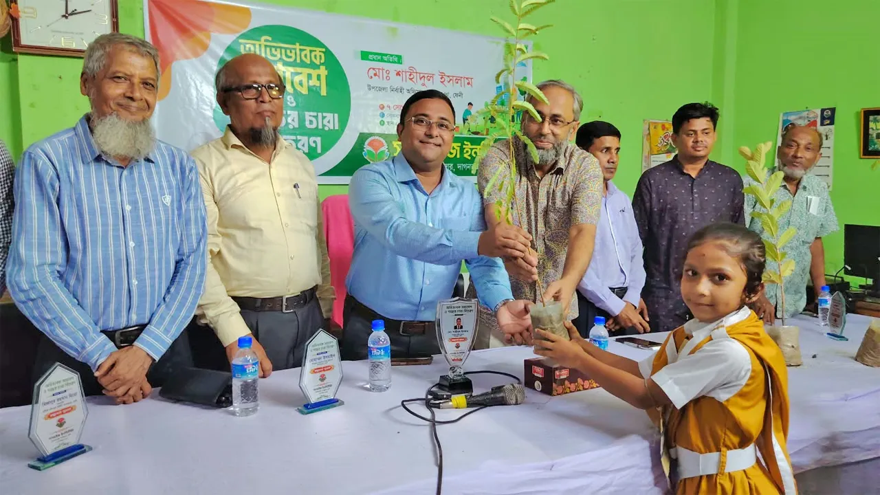 দাগনভূঞায় সানরাইজ ইনস্টিটিউটে গাছের চারা বিতরণ