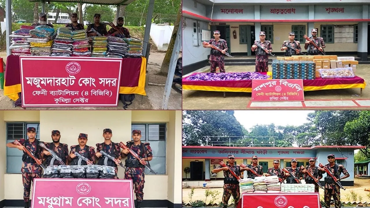 ফেনীতে বিপুল পরিমাণ ভারতীয় চোরাই মালামাল জব্দ