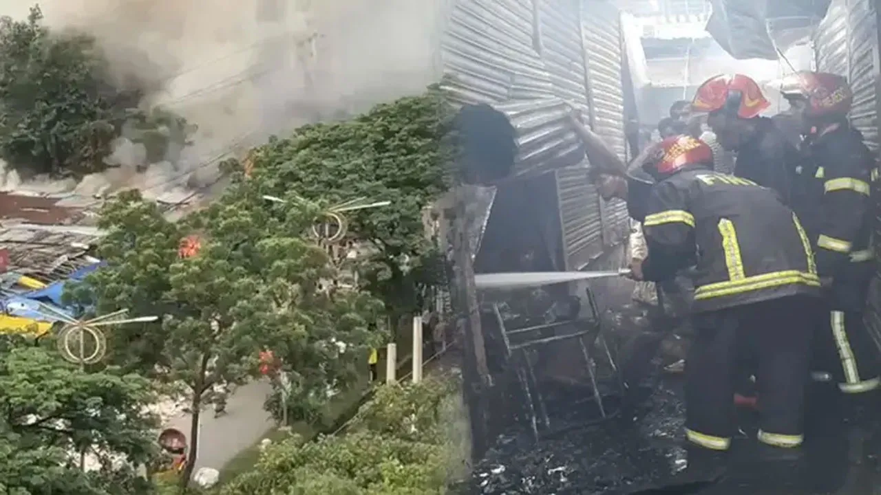 নারায়ণগঞ্জে হকার্স মার্কেটে আগুন, ৩০টি দোকান পুড়ে ছাই