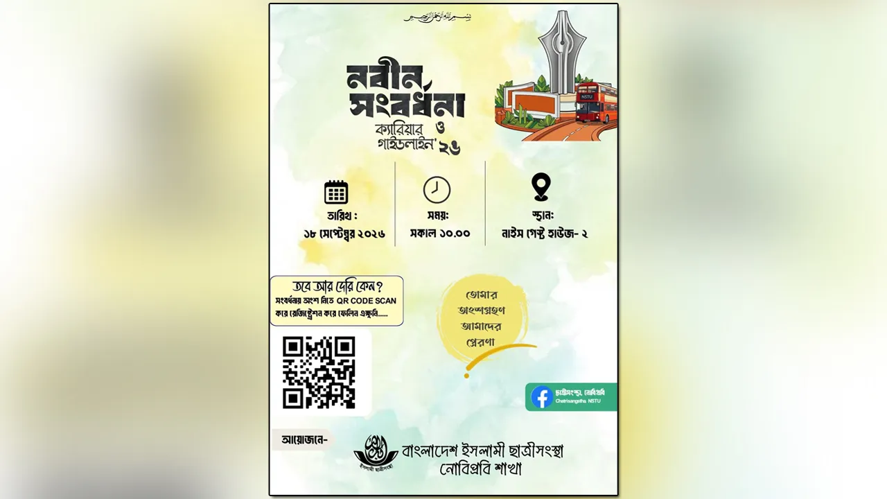 নোবিপ্রবিতে ছাত্রী সংস্থার উদ্যোগে ‘নবীন বরণ ও ক্যারিয়ার’ অনুষ্ঠান