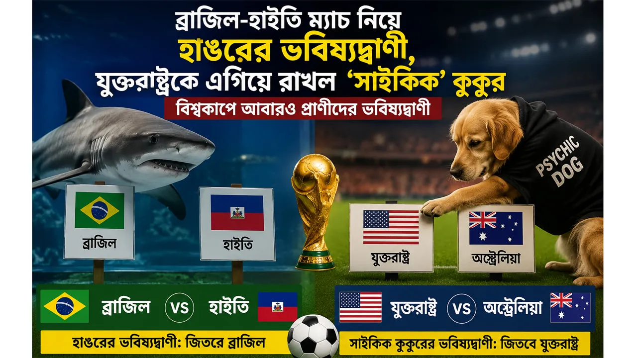 ব্রাজিল ও যুক্তরাষ্ট্রের ম্যাচ ঘিরে হাঙর-কুকুরের ভবিষ্যদ্বাণী