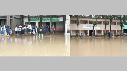 বৃষ্টিতে মাঠ হয়ে যায় পুকুর, খেলাধুলা ও সহশিক্ষা থেকে বঞ্চিত শিক্ষার্থীরা