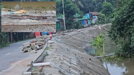 গাজীপুরে হস্তান্তরের ৭ মাসেই ধসে পড়ল সুতি নদীর বাঁধ