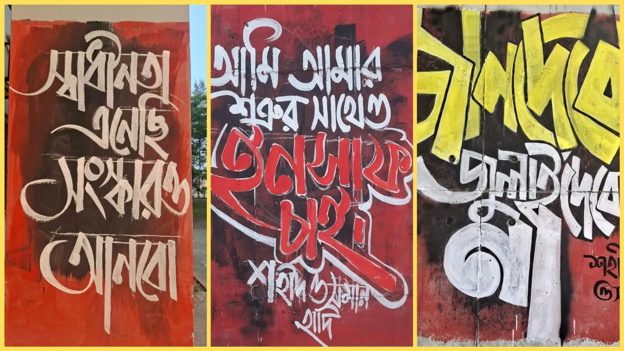 গোবিপ্রবিতে শহীদ ওসমান হাদির স্মরণে শিক্ষার্থীদের গ্রাফিতি অঙ্কন