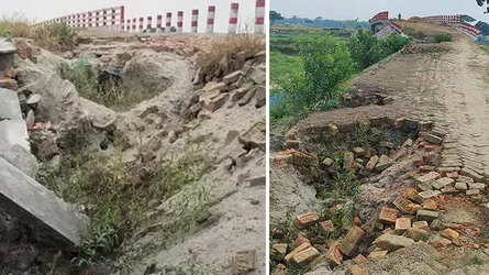 গৌরীপুরে সংযোগ সড়ক ধসে পড়ায় সাড়ে ৫ কোটি টাকার সেতু অচল
