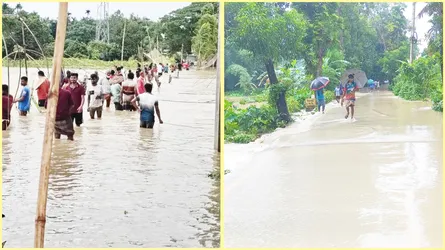 হবিগঞ্জে খোয়াই নদীর বাঁধ ভেঙে ২৫ গ্রাম প্লাবিত