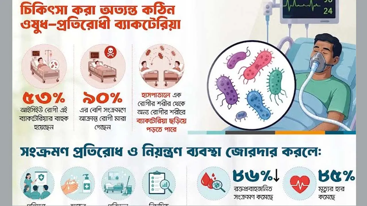 আইসিইউতে ওষুধ-প্রতিরোধী ব্যাকটেরিয়ার উচ্চ ঝুঁকি, সংক্রমণ নিয়ন্ত্রণে তাগিদ