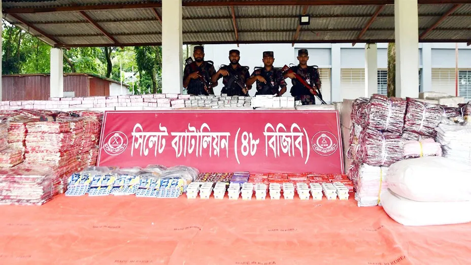 সিলেট সীমান্তে সাড়ে ৪ কোটি টাকার ভারতীয় চোরাইপণ্য জব্দ