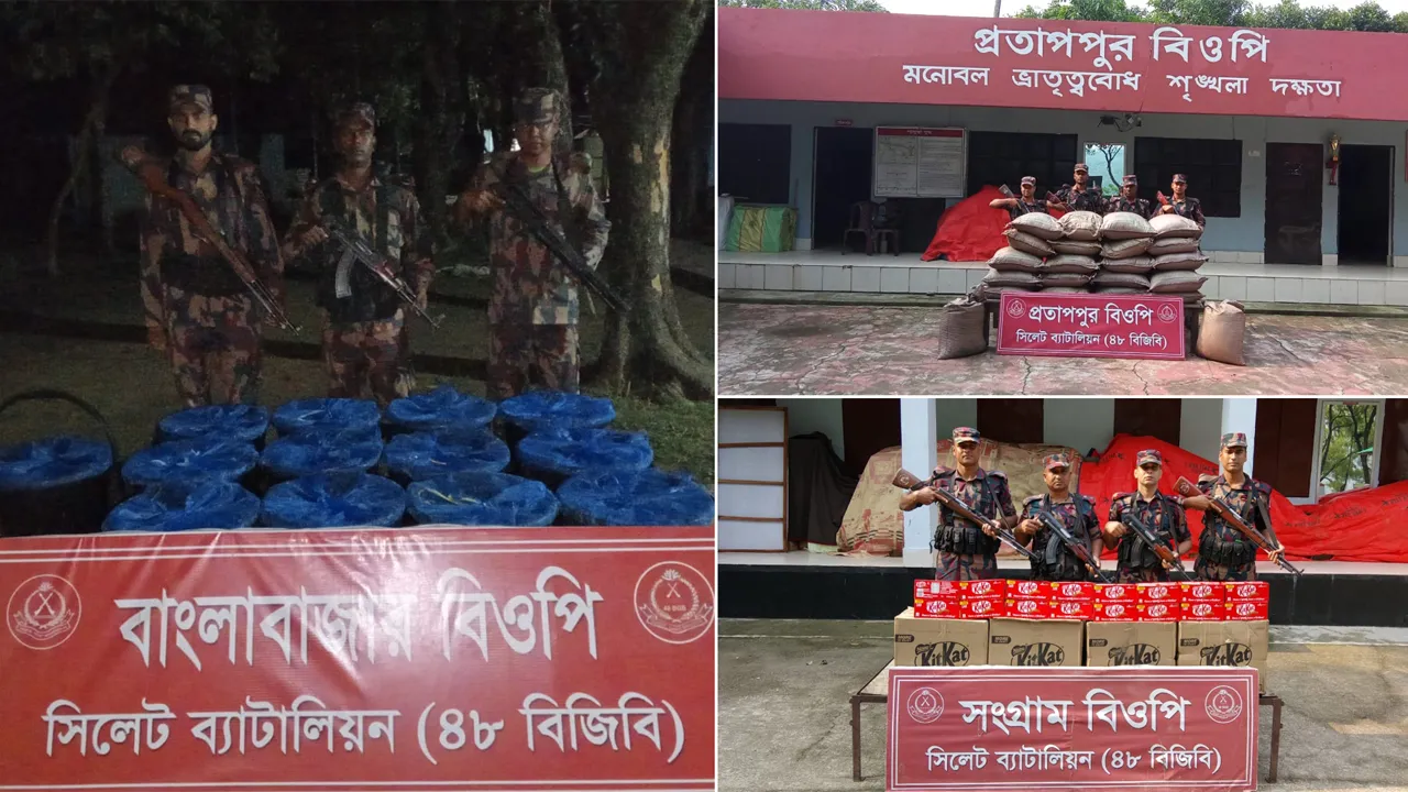 সিলেটে ৫০ লাখ টাকার ভারতীয় চোরাইপণ্য আটক