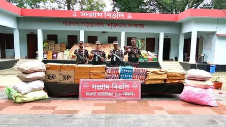 সিলেটে দুই দিনে ২ কোটি ৩৩ লাখ টাকার ভারতীয় চোরাইপণ্য জব্দ