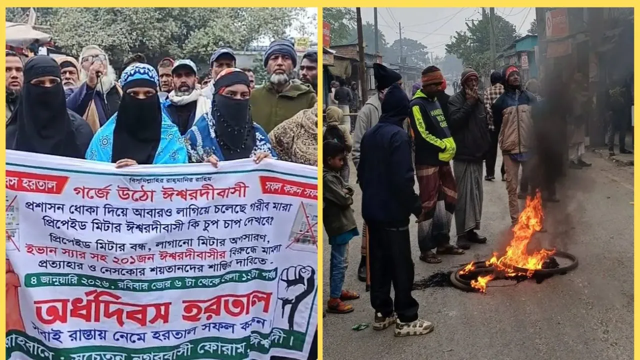 ঈশ্বরদীতে প্রিপেইড মিটার সংযোগ বন্ধসহ ৬ দফা দাবিতে অর্ধদিবস হরতাল পালিত
