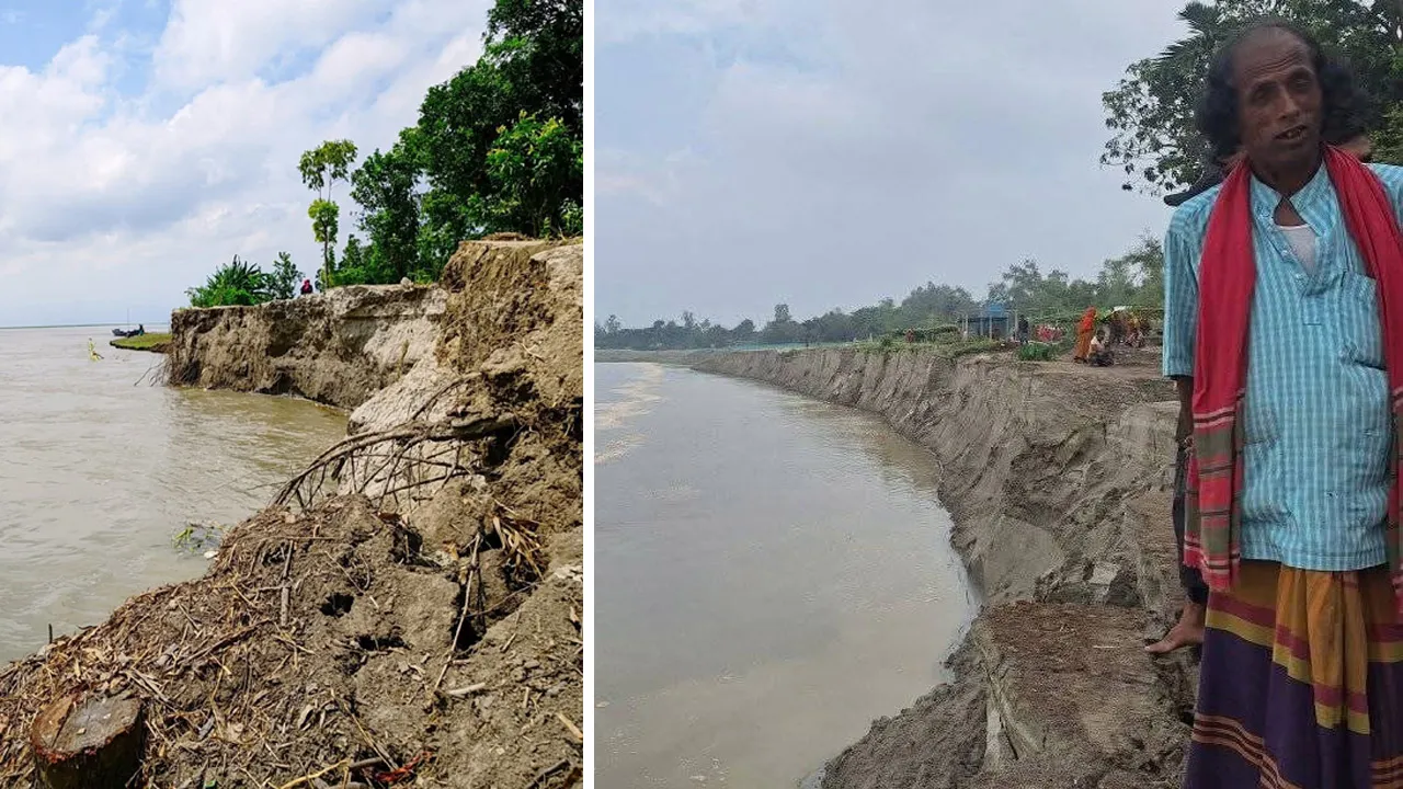 অসময়ে যমুনার ভাঙনে হুমকির মুখে বাহাদুরাবাদ নৌ-থানা ও খোলাবাড়ি বাজার