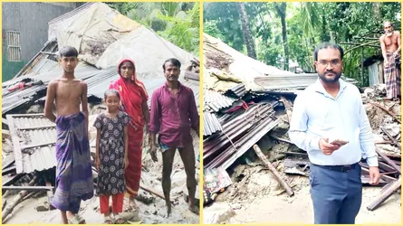 কাঁঠালিয়ায় বৃষ্টিতে ভেঙে গেছে ঘর, গৃহহীন হতদরিদ্র পরিবার