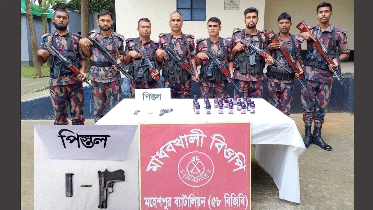 মাধবখালীতে ম্যাগাজিন ও গুলিসহ বিদেশী পিস্তল উদ্ধার