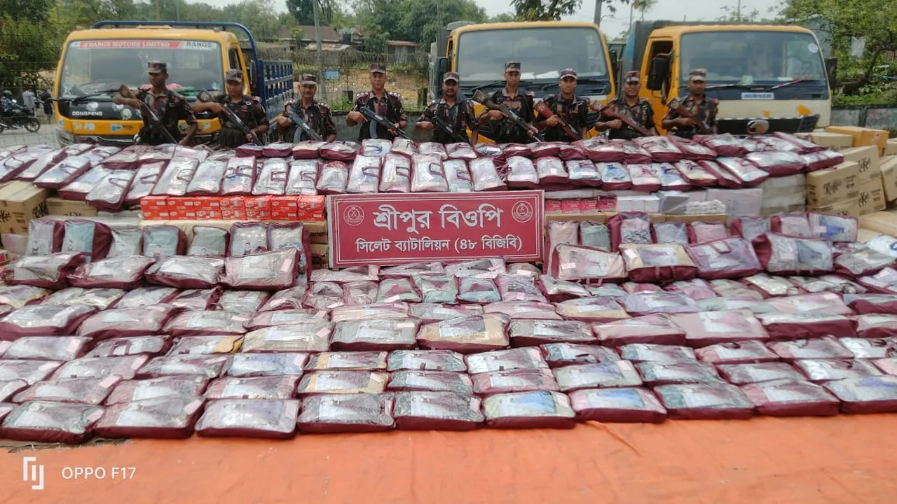 জৈন্তাপুর সীমান্তে ৬ কোটি টাকার ভারতীয় চোরাই পণ্য জব্দ