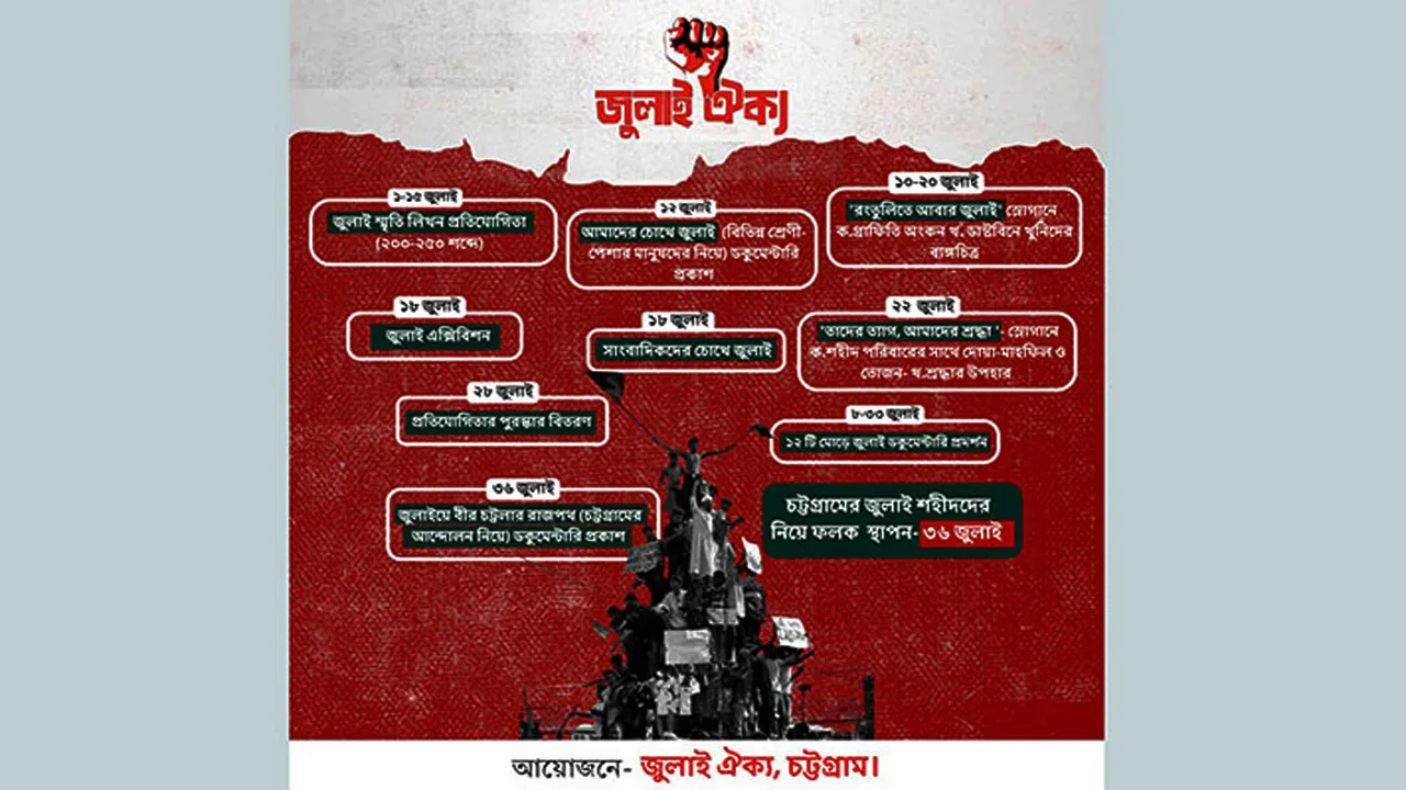 চট্টগ্রামে জুলাই ঐক্যে’র মাসব্যাপী কর্মসূচি ঘোষণা