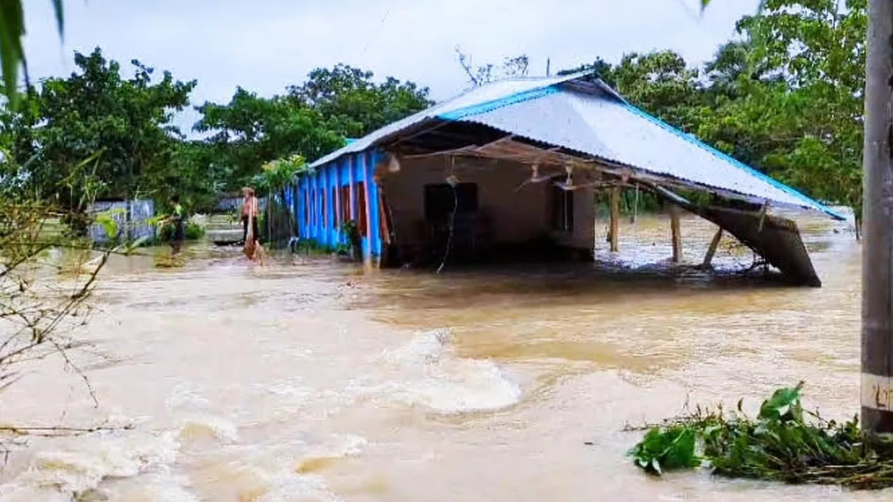 পাহাড়ি ঢলে নেত্রকোনার কলমাকান্দা-দুর্গাপুরের বিস্তীর্ণ এলাকা প্লাবিত