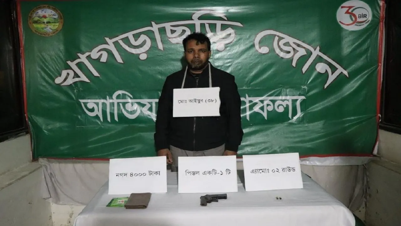 অস্ত্র মামলার তালিকাভুক্ত আসামি খাগড়াছড়িতে ফের অস্ত্রসহ আটক