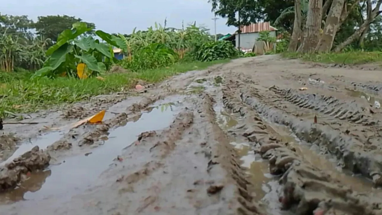 কিশোরগঞ্জে ৪ গ্রামের লোকজনের চলাচলের রাস্তার বেহালদশা