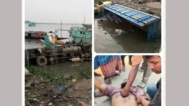 বাজিতপুরে নিয়ন্ত্রণ হারিয়ে ট্রাক নদীতে, নিহত ১