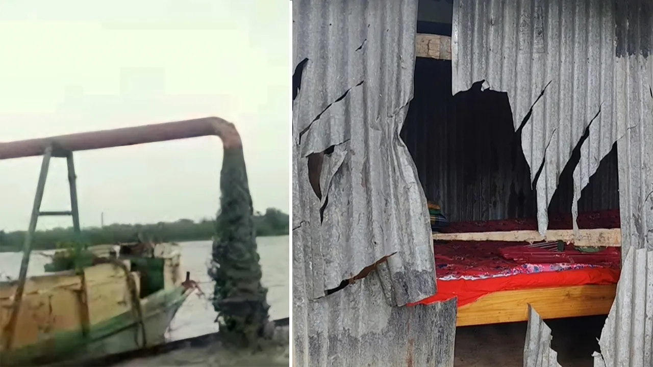 মাদারীপুরে অবৈধ বালু উত্তোলনের প্রতিবাদ করায় বাড়িঘর ভাঙচুর ও লুটপাট, বোমা বিস্ফোরণ
