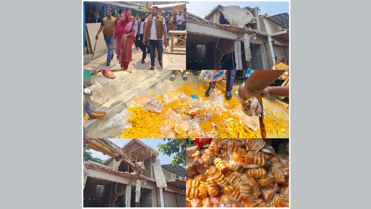 শিবচরে অভিযানে অবৈধ স্থাপনা উচ্ছেদ, ১২ দোকানকে জরিমানা