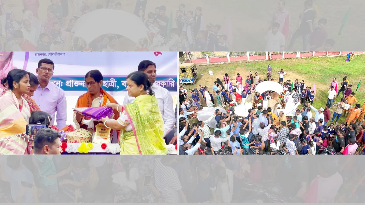 ঘোড়ার গাড়িতে চড়ে কর্মস্থল থেকে শিক্ষকের রাজকীয় বিদায়