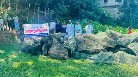 ময়মনসিংহে অভিযানে ৩০০০ মিটার জাল জব্দ