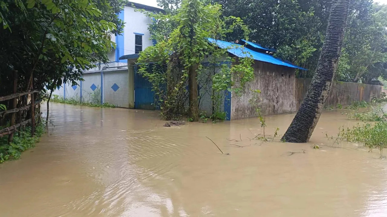 মিরসরাইয়ে ভারী বর্ষণে নিম্নাঞ্চল প্লাবিত, পানিবন্দি মানুষ