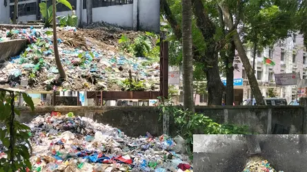 হাসপাতাল ভবনের পাশ যেন ময়লার ভাগাড়, ছড়াচ্ছে দুর্গন্ধ