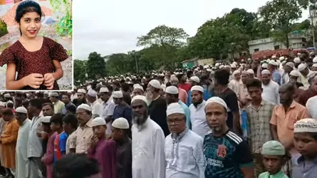 অশ্রুসিক্ত নয়নে চিরবিদায় জানানো হলো শিশু ময়নাকে, হত্যাকাণ্ডের বিচার দাবি