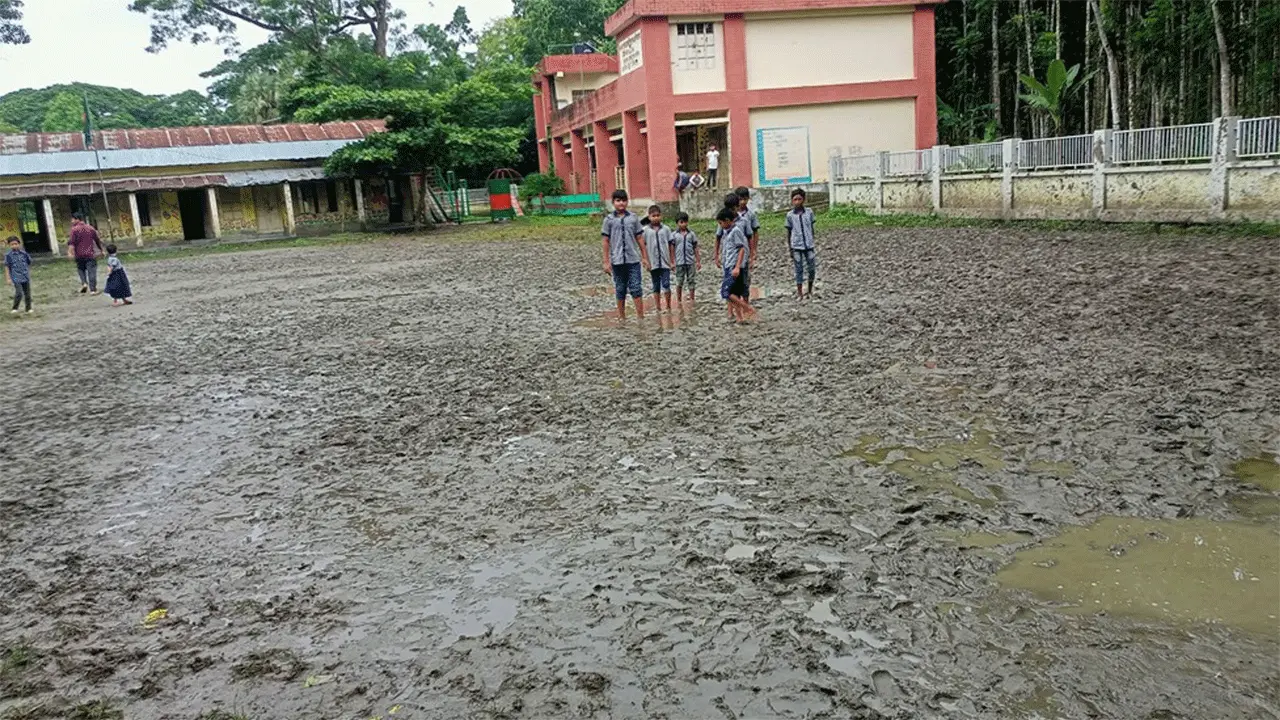 মুলাদীতে বিদ্যালয়ের রাস্তা না থাকায় দুর্ভোগে কমলমতি শিক্ষার্থীরা