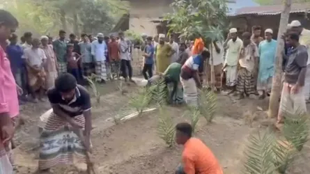 নওগাঁয় হত্যাকাণ্ডের শিকার একই পরিবারের চারজনের পাশাপাশি দাফন