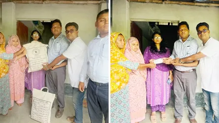 সিংড়ায় দুর্বৃত্তদের হাতে নিহত অটোচালকের পরিবারকে অর্থ ও খাদ্য সহায়তা প্রদান