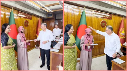প্রধানমন্ত্রীর হাত থেকে ৫ লাখ টাকার চেক পেলেন বাগাতিপাড়ার ফাতেমা