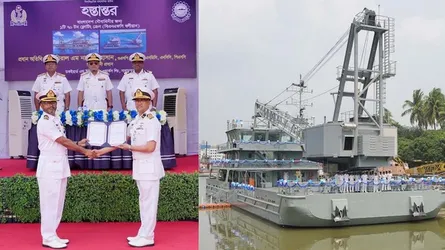 নৌবহরে যুক্ত হলো নৌবাহিনীর ডকইয়ার্ডে নির্মিত ফ্লোটিং ক্রেন
