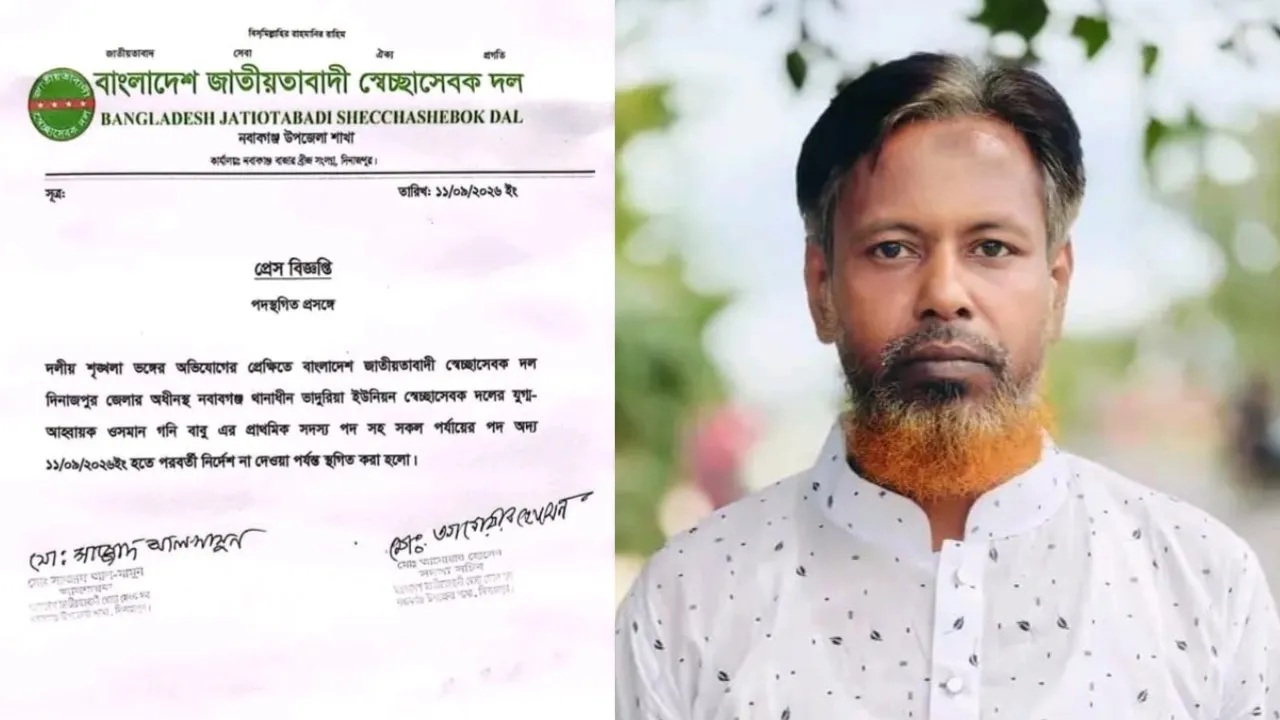 নবাবগঞ্জে মাদক বিক্রেতাকে শেল্টার দেয়ার অভিযোগে পদ হারালেন স্বেচ্ছাসেবক দল নেতা