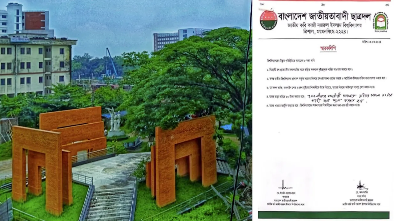 ছাত্রলীগকে হল থেকে বের করাসহ পাঁচ দফা দাবি জাককানইবি ছাত্রদলের