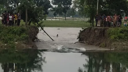 তিস্তা সেচ খালের বাঁধ ভেঙ্গে নীলফামারীর রোপা আমনের ক্ষেতসহ বিস্তীর্ণ এলাকা প্লাবিত
