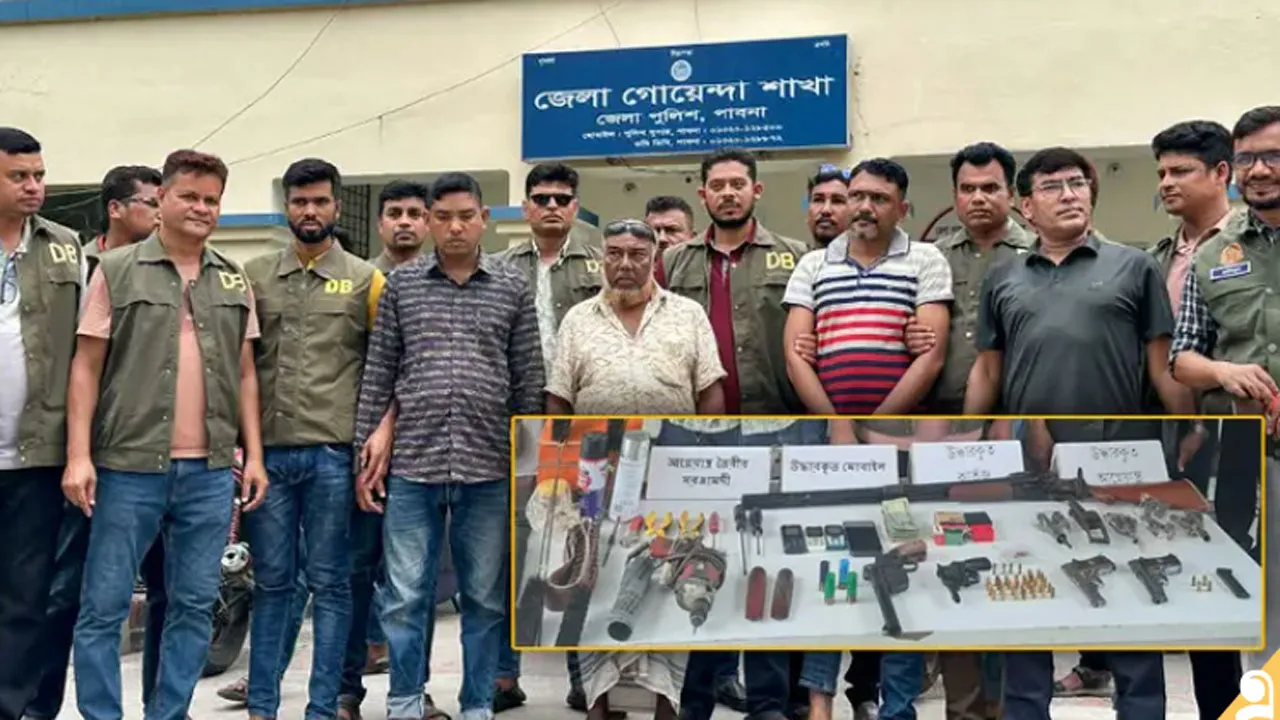 পাবনায় আগ্নেয়াস্ত্র ও ৪০ রাউন্ড গুলিসহ আটক ৩