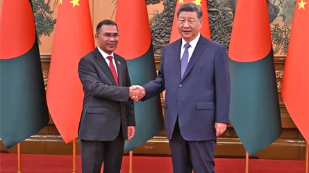 চীনের প্রেসিডেন্টের সাথে প্রধানমন্ত্রী তারেক রহমানের বৈঠক শুরু