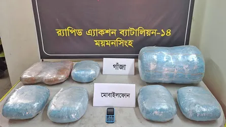 গৌরীপুরে র‌্যাবের অভিযানে ২৬ কেজি গাঁজা উদ্ধার