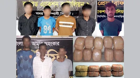 র‌্যাব-৯ এর পৃথক অভিযানে আটক ৬, বিপুল গাঁজা জব্দ