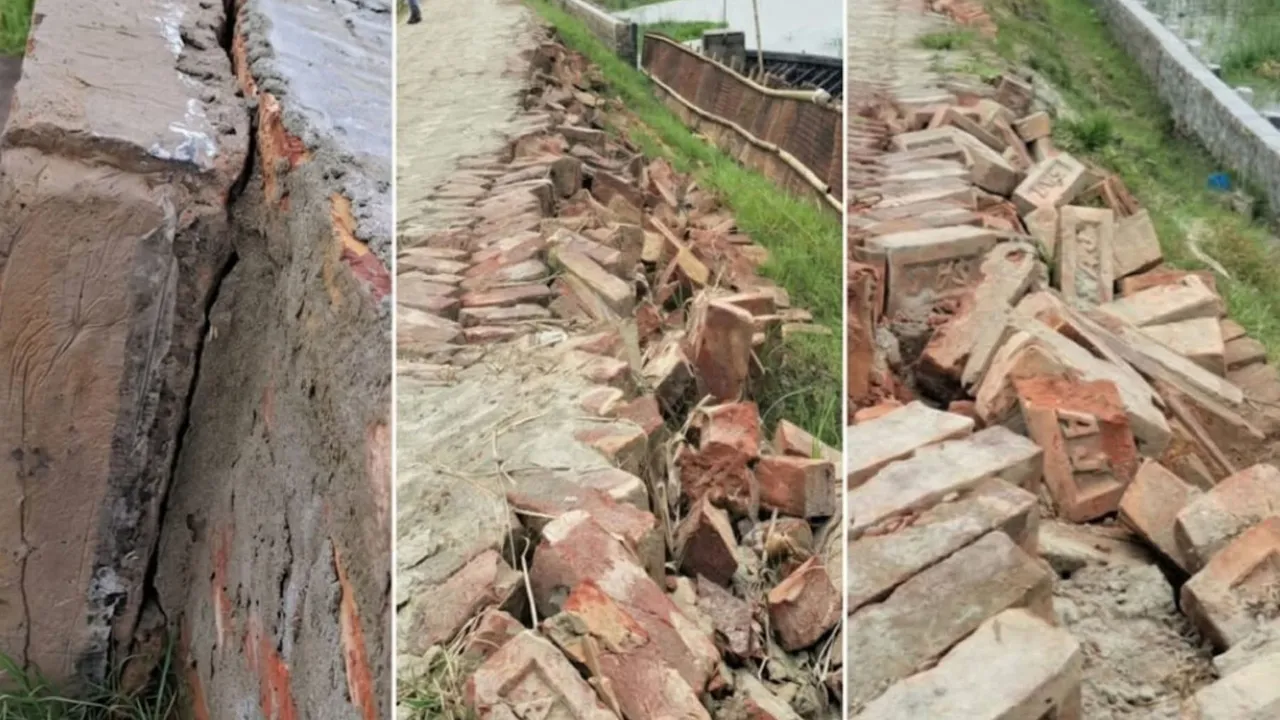 গোয়ালন্দে সোয়া কোটি টাকার সড়কে দুই মাসেই ধস