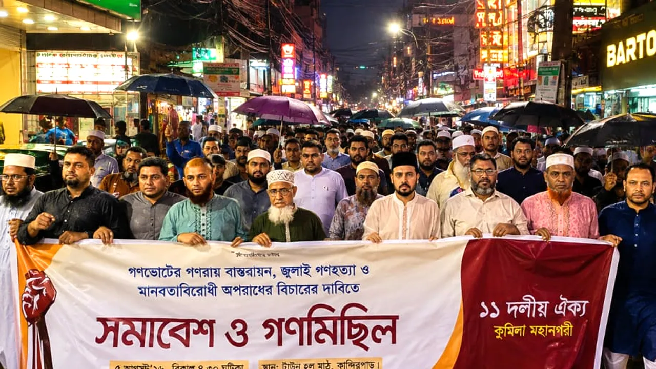 কুমিল্লায় ১১ দলের সমাবেশ ও গণমিছিল