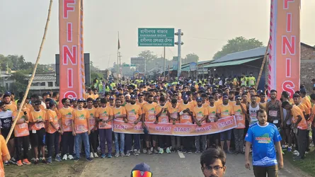 রাণীনগরে ৩৫ জেলার রানারদের অংশগ্রহণে ১০ কিলোমিটার দৌড়