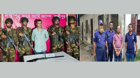 লক্ষ্মীপুরে যৌথবাহিনীর পৃথক অভিযানে আটক ২